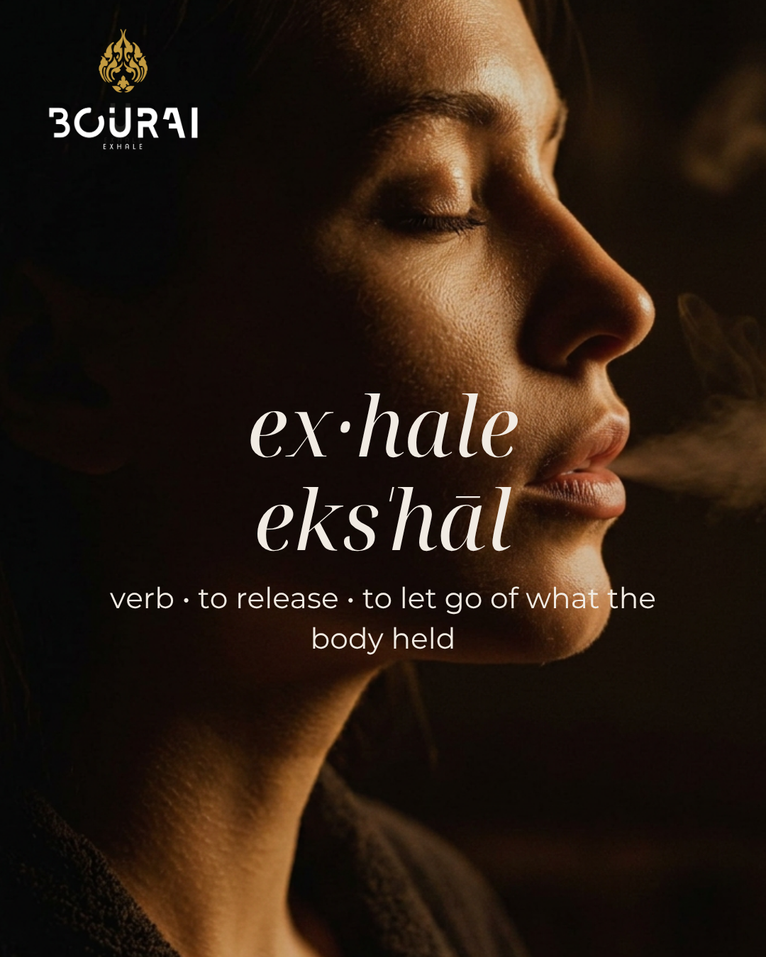 verb — to release, to let go of body held.